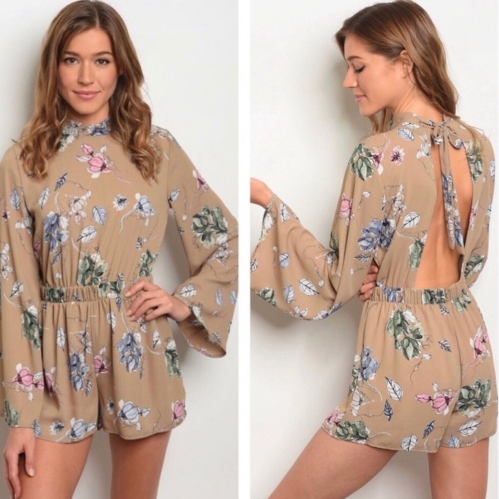 Floral Print open back romper